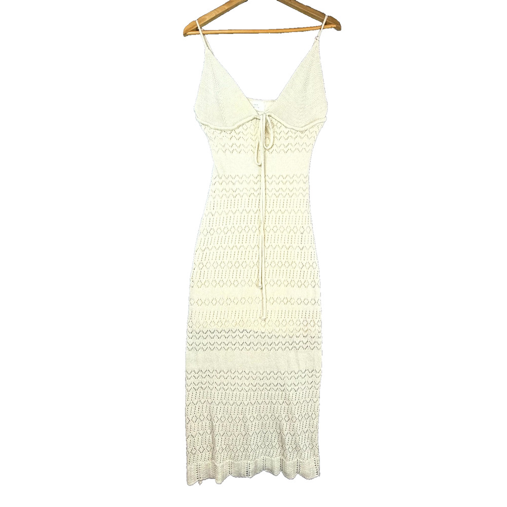 Dee Elly Dress Womens M Cream Crochet Knit Boho Summer Sexy Prairie Picnic Date